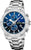 Cronógrafo de acero inoxidable para hombre con esfera azul y subesferas de cronógrafo