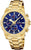 Reloj Festina para hombre con cronógrafo, esfera azul y correa de acero inoxidable en tono dorado