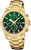Reloj de hombre con correa de cronógrafo dorado y esfera verde