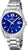 Reloj de hombre con esfera azul, correa de acero inoxidable y visualización de fecha a las 30