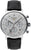 Reloj solar para hombre con cronógrafo, caja plateada, correa de cuero negra y esfera beige