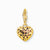 Colgante de corazón en tono dorado con circonita roja y diseño de filigrana, bañado en oro de 18k