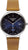 Reloj de hombre: esfera azul oscuro, segundero pequeño, correa de cuero marrón, caja de acero, fabricado en Alemania
