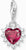 Charm de corazón plateado con gran piedra roja y pequeñas circonitas blancas