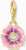 Charm colgante dorado con flor de esmalte morado y brillante piedra de cristal transparente