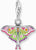 Colgante de mariposa nocturna plateada con esmalte multicolor y estrellas