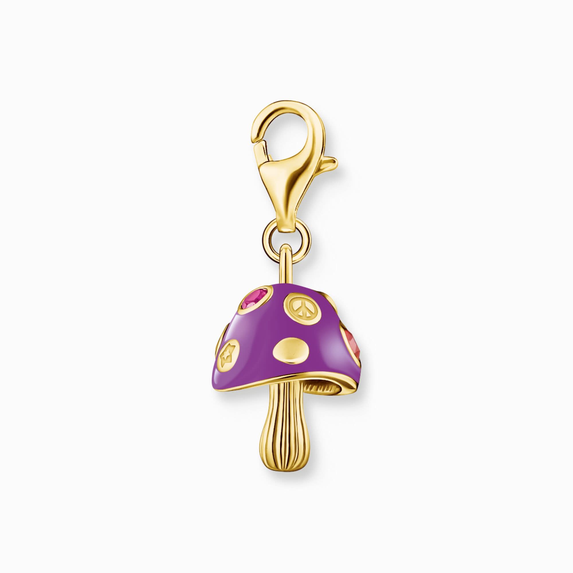 Colgante Charm Thomas Sabo Hongo morado esmalte en frío, 18k chapado en oro, con ojal