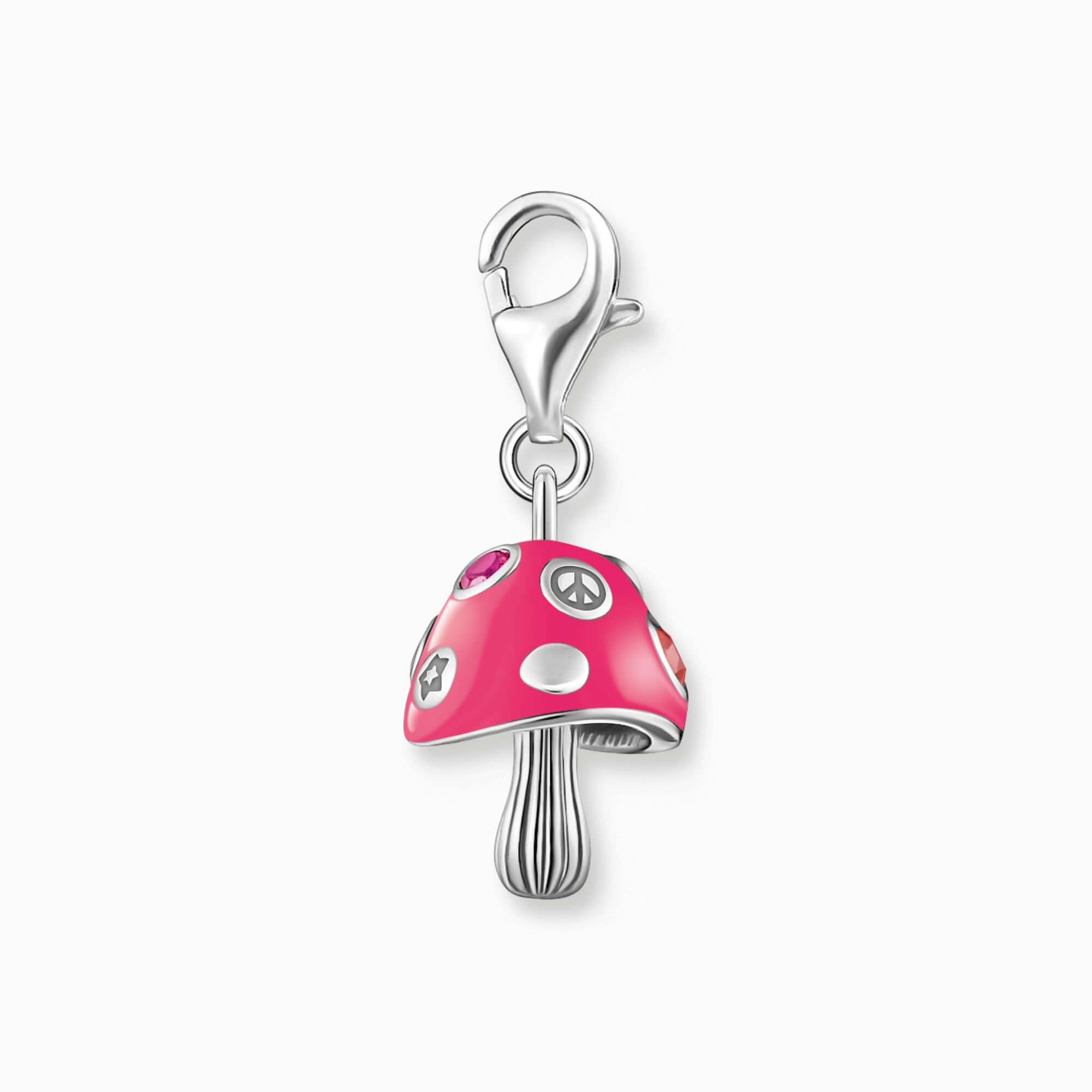Colgante Charm Thomas Sabo: hongo rosa de plata de ley 925 con esmalte, cierre de mosquetón