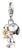 Colgante de charm de metal plateado con diseño de Snoopy y Woodstock