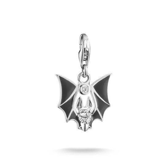 Colgante de murciélago de plata de ley con circonita cúbica