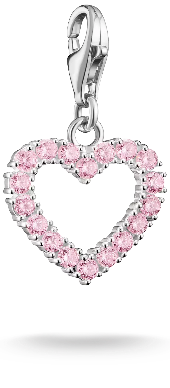 Colgante Charm Corazón de Plata con Circonitas Rosas