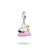 Charm Snoopy de plata 925 con baño de oro de 18K, sobre motivo rosa