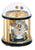 Reloj Tourbillon de latón con esfera blanca, base azul y cubierta de cristal