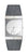 Reloj unisex con caja plateada, esfera blanca y correa de cuero gris, con JACOB JENSEN
