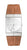 Reloj de hombre Jacob Jensen con correa de cuero marrón, caja plateada y esfera blanca