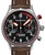 Reloj cronógrafo para hombre con esfera negra, detalles en rojo y correa de cuero