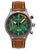 Reloj de pulsera para hombre con cronógrafo: correa de cuero marrón, esfera verde, caja de acero inoxidable
