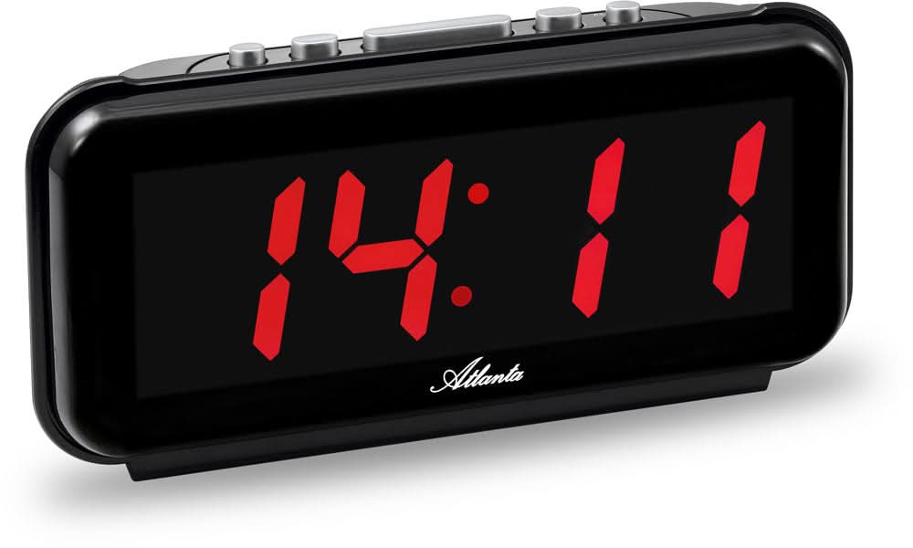 Despertador digital con pantalla LED roja y carcasa negra