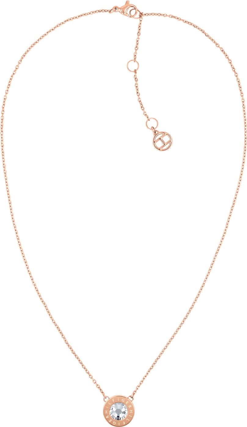 Collar de acero inoxidable con cadena fina y colgante redondo con piedra clara