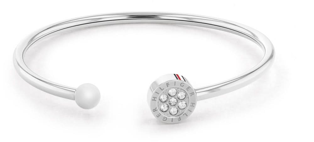 Pulsera de acero inoxidable con perla blanca redonda y colgante de círculo con piedras brillantes