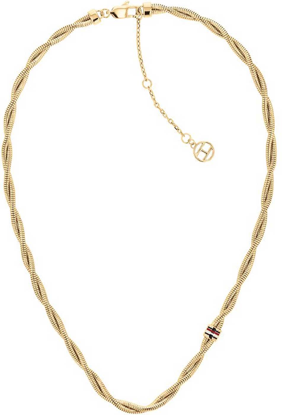 Collar de cadena de serpiente con diseño de eslabones retorcidos, tono dorado, con cierre de mosquetón