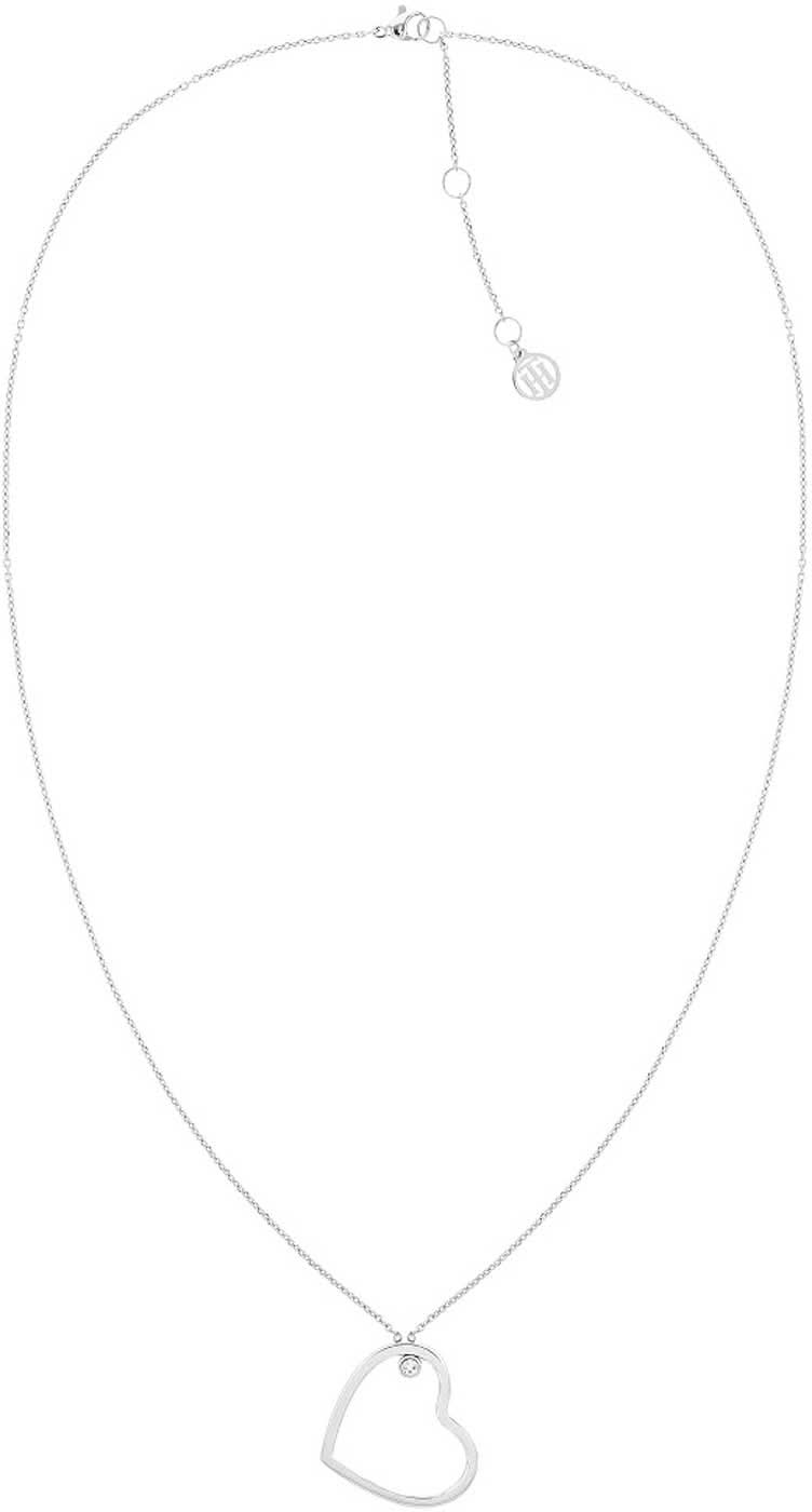 Collar con colgante de corazón de Tommy Hilfiger, cadena plateada con gran colgante de corazón