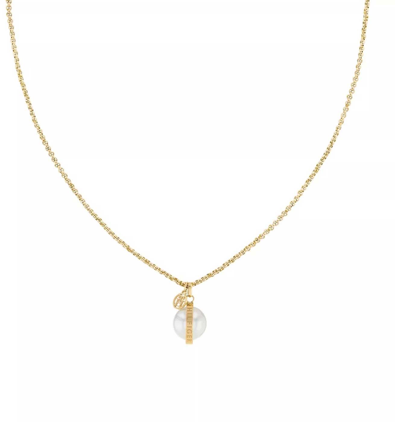 Collar con colgante de perla de Tommy Hilfiger, cadena dorada con perla blanca