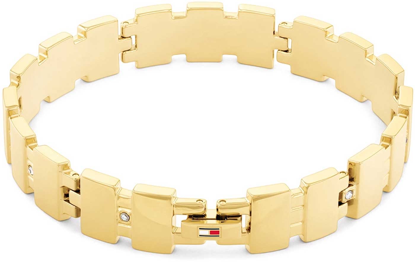 Pulsera Tommy Hilfiger de eslabones con detalles de cristal y acabado dorado