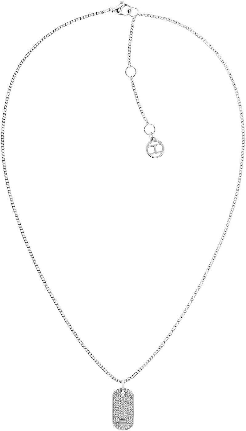 Cadena veneciana con colgante de placa de identificación, plateada