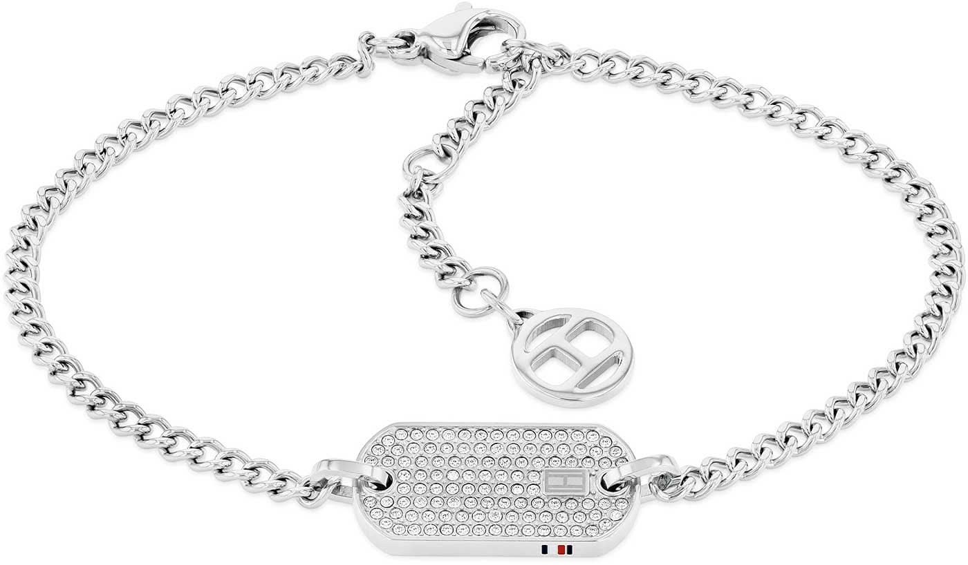 Collar con cadena de eslabones y colgante dog tag, Tommy Hilfiger, plateado