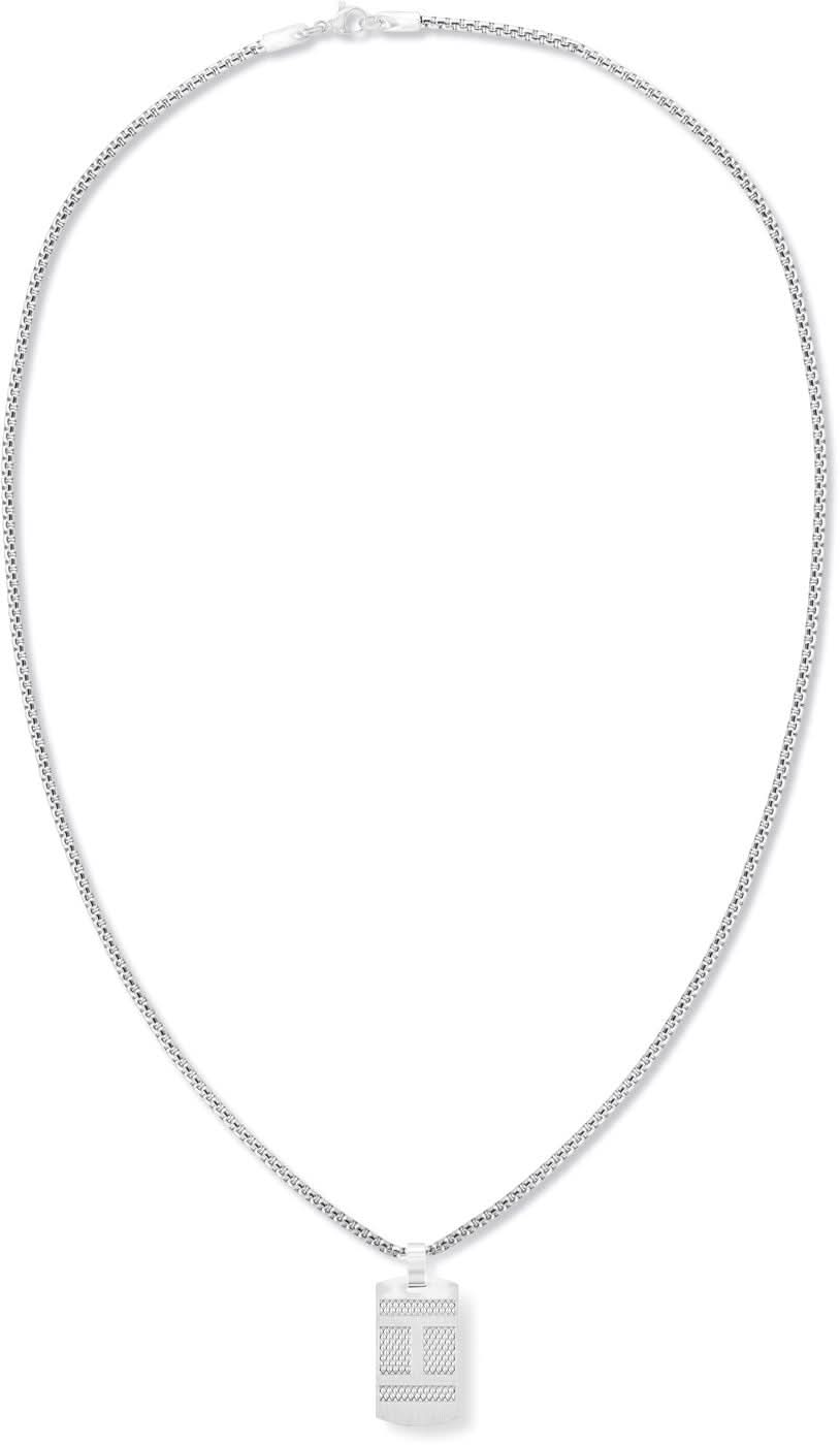 Collar de acero inoxidable Tommy Hilfiger con cadena fina y colgante rectangular