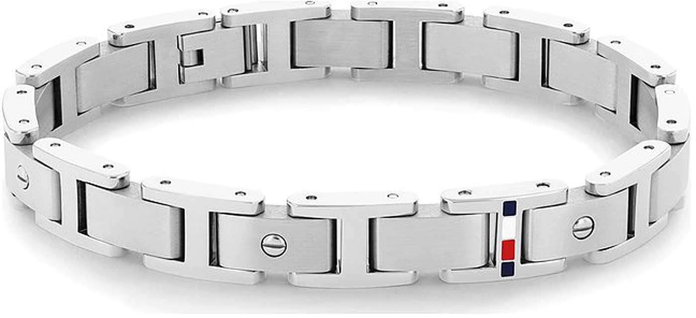 Pulsera de eslabones para hombre de Tommy Hilfiger, pulsera de acero inoxidable plateado con detalles de colores