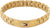 Pulsera de eslabones de acero inoxidable en tono dorado con logo y charm de bandera