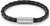 Pulsera de cuero trenzado negra, cierre plateado con relieve HILFIGER.