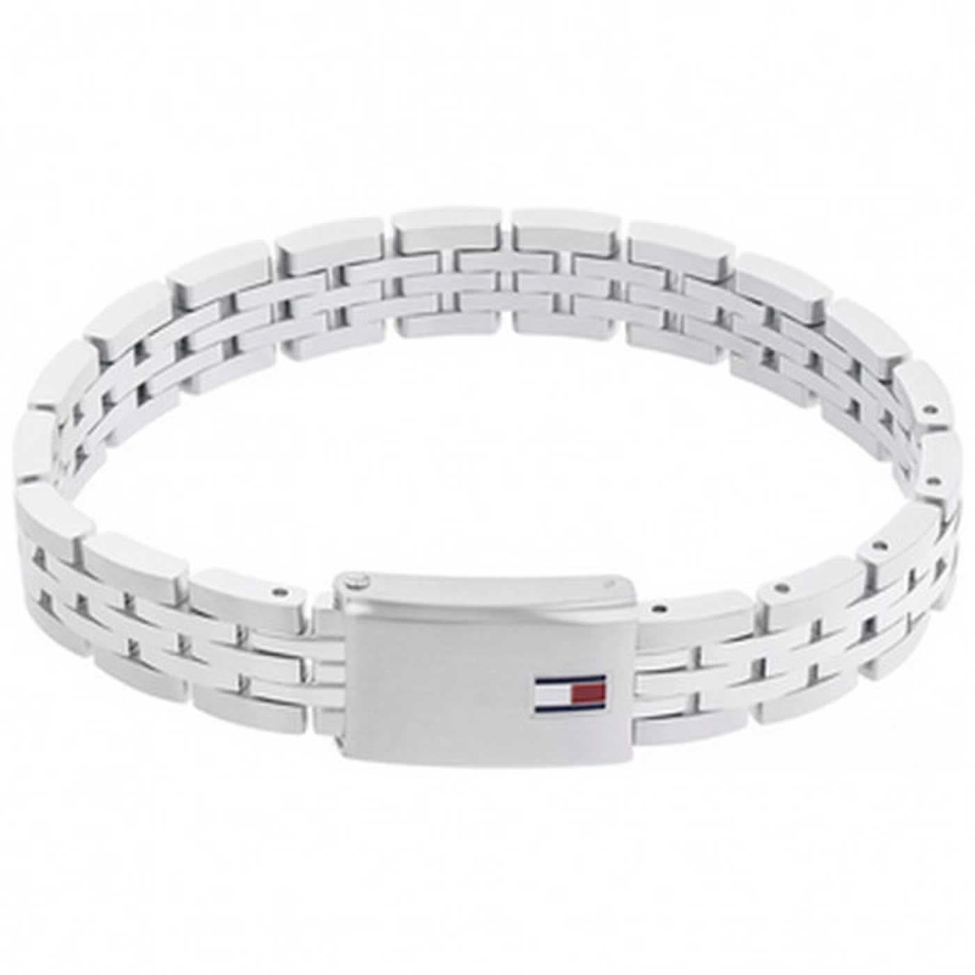 Pulsera de eslabones de acero inoxidable con cierre rectangular y bandera de Tommy Hilfiger