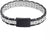Pulsera de eslabones de acero inoxidable con eslabones plateados y cierre desplegable negro