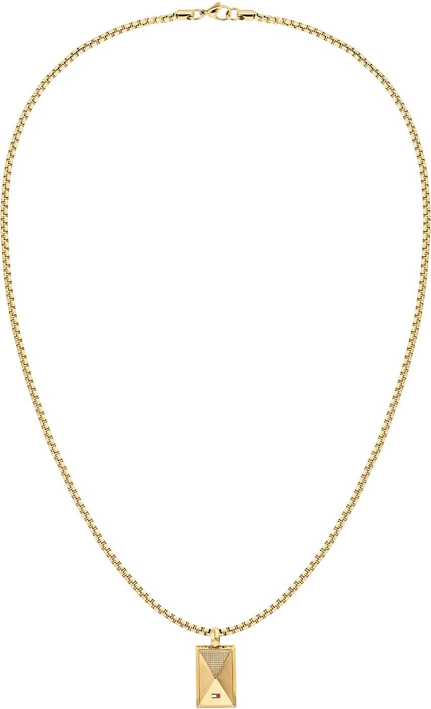 Cadena veneciana con colgante Dog Tag, colgante dorado, Tommy Hilfiger