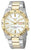 Reloj bicolor para hombre con caja dorada plateada, esfera blanca y visualización de fecha