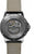 Vista trasera de reloj de pulsera para hombre con movimiento automático visible y correa de cuero beige