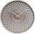 Reloj de pared Hermle con rejilla redonda de madera, líneas radiales, manecillas y borde claro
