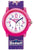 Reloj infantil con números de aprendizaje, caja rosa y esfera blanca, correa lila