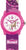 Reloj para niña con correa de cuero rosa y esfera blanca con motivo de caballo