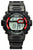 Reloj infantil con caja negra y pantalla digital roja, visualización de hora