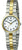 Reloj de mujer con esfera redonda (blanca) y números romanos, brazalete bicolor, Boccia