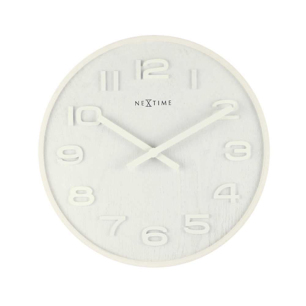 Reloj de pared de madera clara, manecillas y números cruzados, ø 35 cm