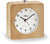 Reloj de mesa de madera con esfera redonda, manecillas plateadas y escritura Atlanta