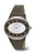 Reloj Boccia para mujer con correa de cuero gris y esfera blanca, caja plateada