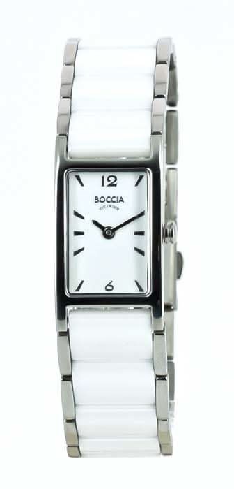 Pulsera de mujer con esfera rectangular, anillo blanco y correa de titanio