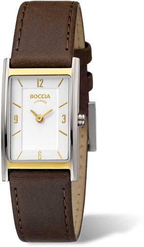 "Reloj de mujer con correa de cuero marrón y esfera rectangular, agujas doradas"