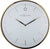 "Reloj de pared con marco metálico dorado, esfera blanca y manecillas doradas"